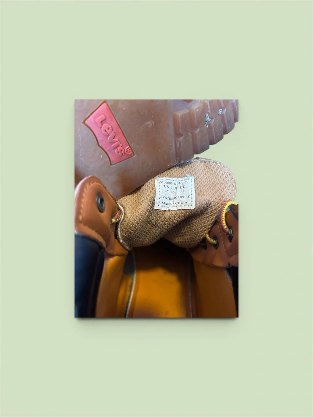 Levi's Chestnut Tan Lace-Up Work Boots with Black Collar